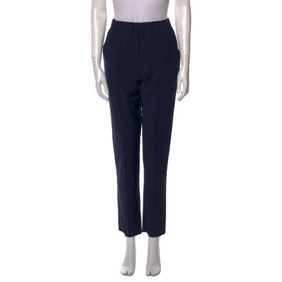 Fendi Divisa High Waisted Slim Wool Pants 38 Navy - Picture 1 of 12